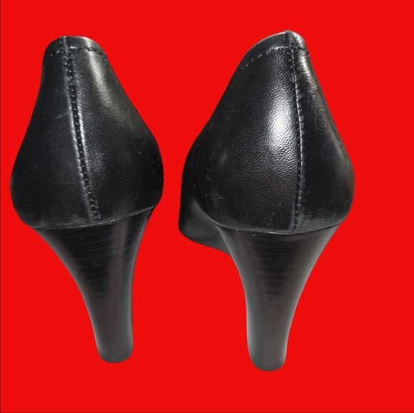 Tory Burch black leather platform heels size 8.5 - Picture 4 of 10